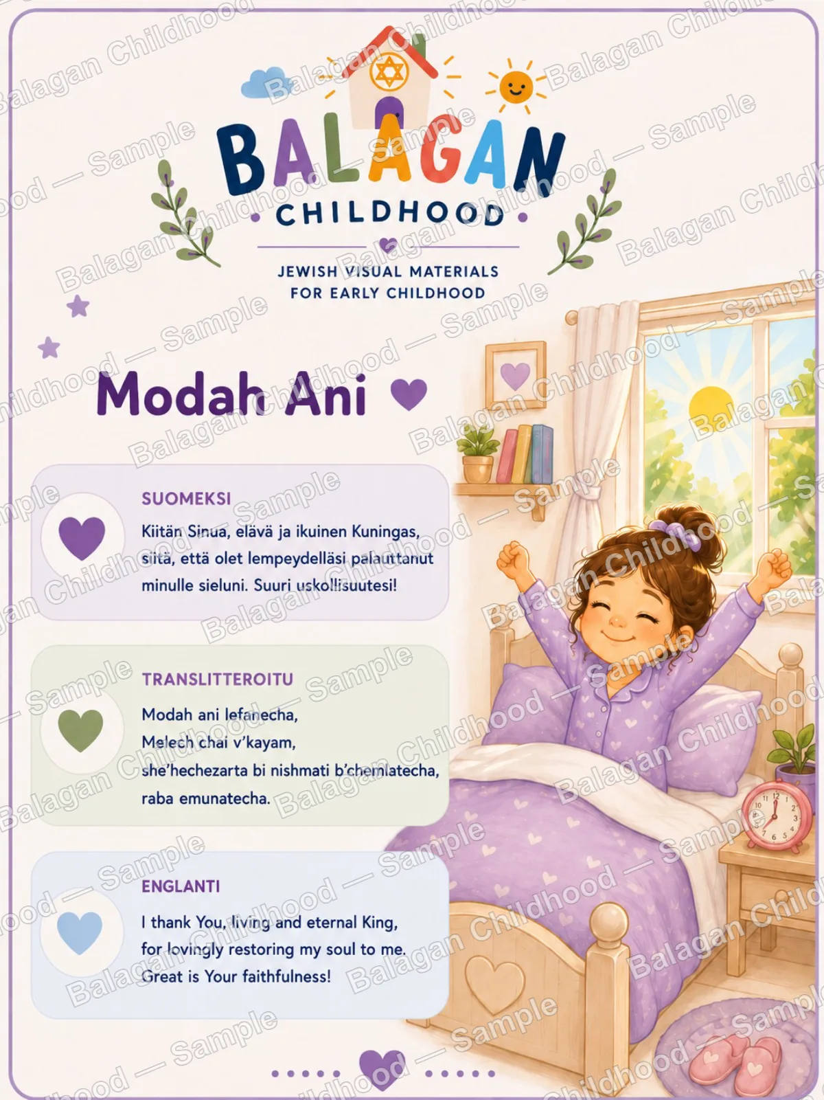 Modah Ani – Morning Prayer Poster for Girls