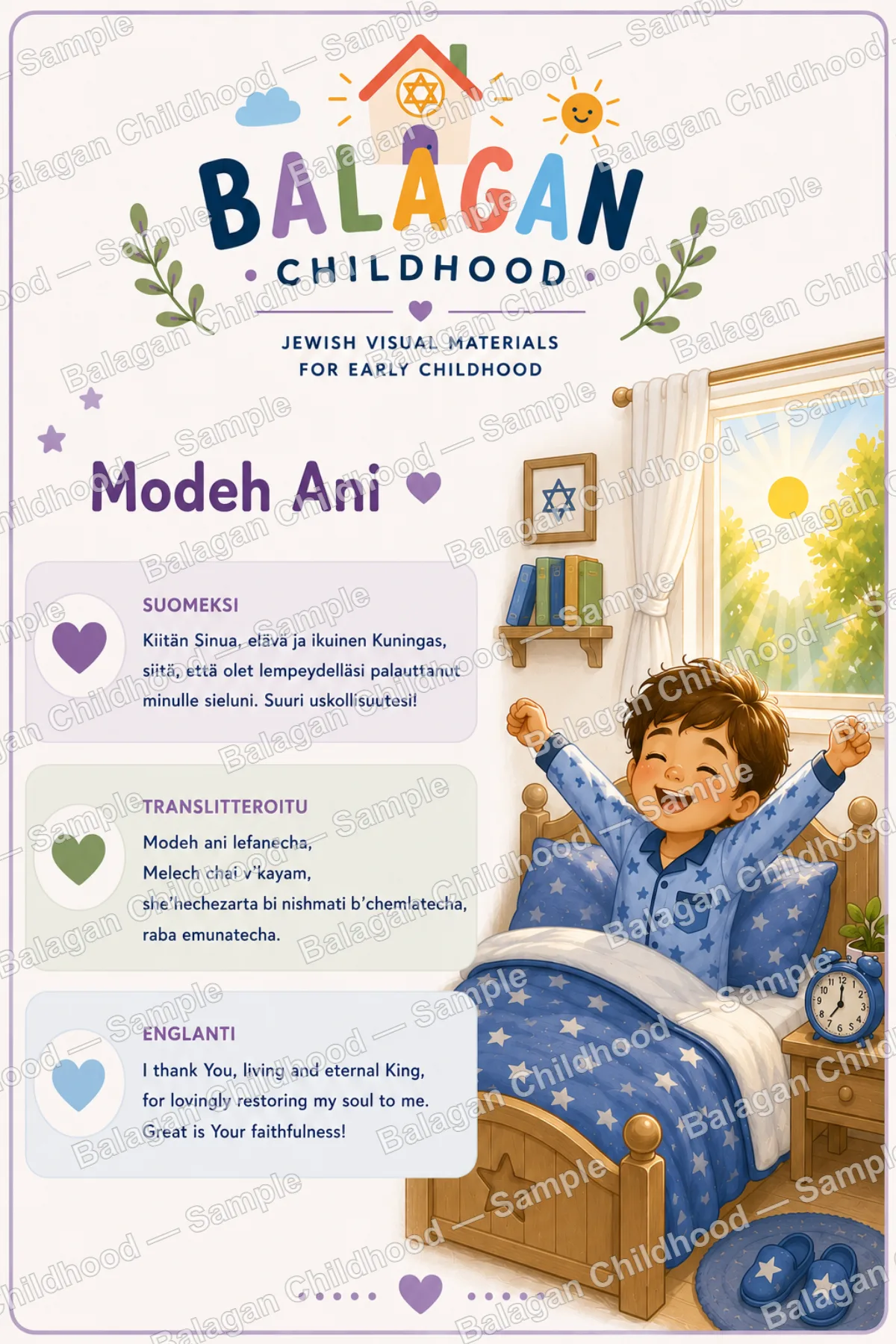 Modeh Ani – Morning Prayer Poster for Boys